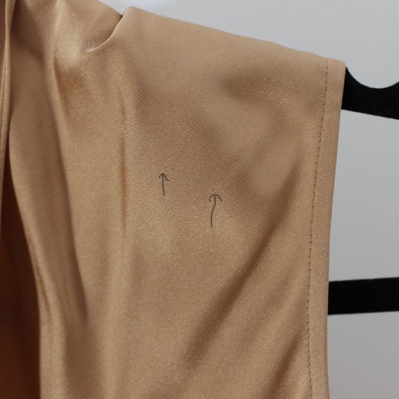 BOSTON PROPER Brown Tan Gold Satin V-Neck Top 4 - Picture 3 of 6